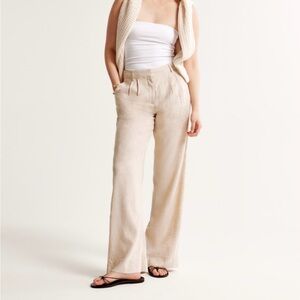 Abercrombie & Fitch Cream Linen Pants
